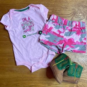 Baby John Deere Farm Girl Outfit with Boots